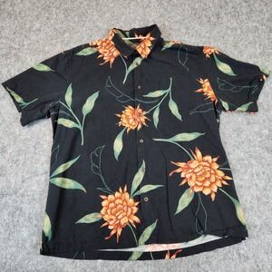 Quiksilver Waterman Shirt Men 2XL XXL Black Floral Aloha Pocket Outdoor READ